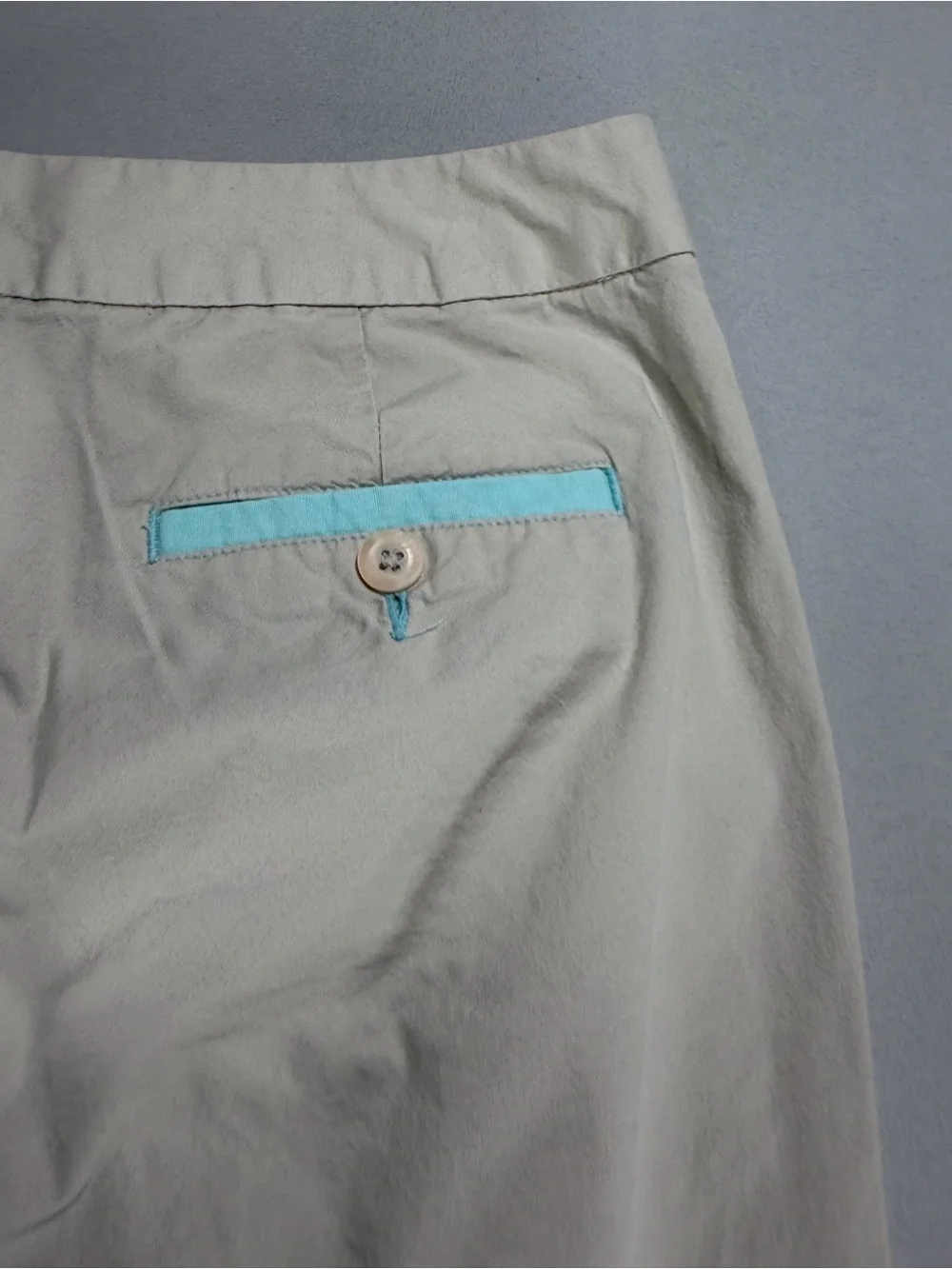 Sigrid Olsen SO Blue Cropped Wide Leg Chino Pants Khaki Women’s Size 10 #975